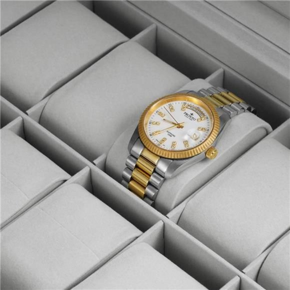 Leather Watch Box 12 Mens Watch Organizer with Jewelry Display Drawer Lockable - Picture 5 of 6